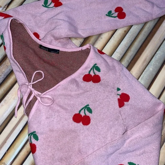 Pink Cherry Embroidered Cardigan - Picture 10 of 16